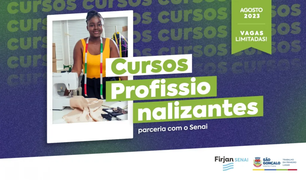 100 vagas em cursos profissionalizantes, em São Gonçalo. Imagem: Prefeitura de São Gonçalo