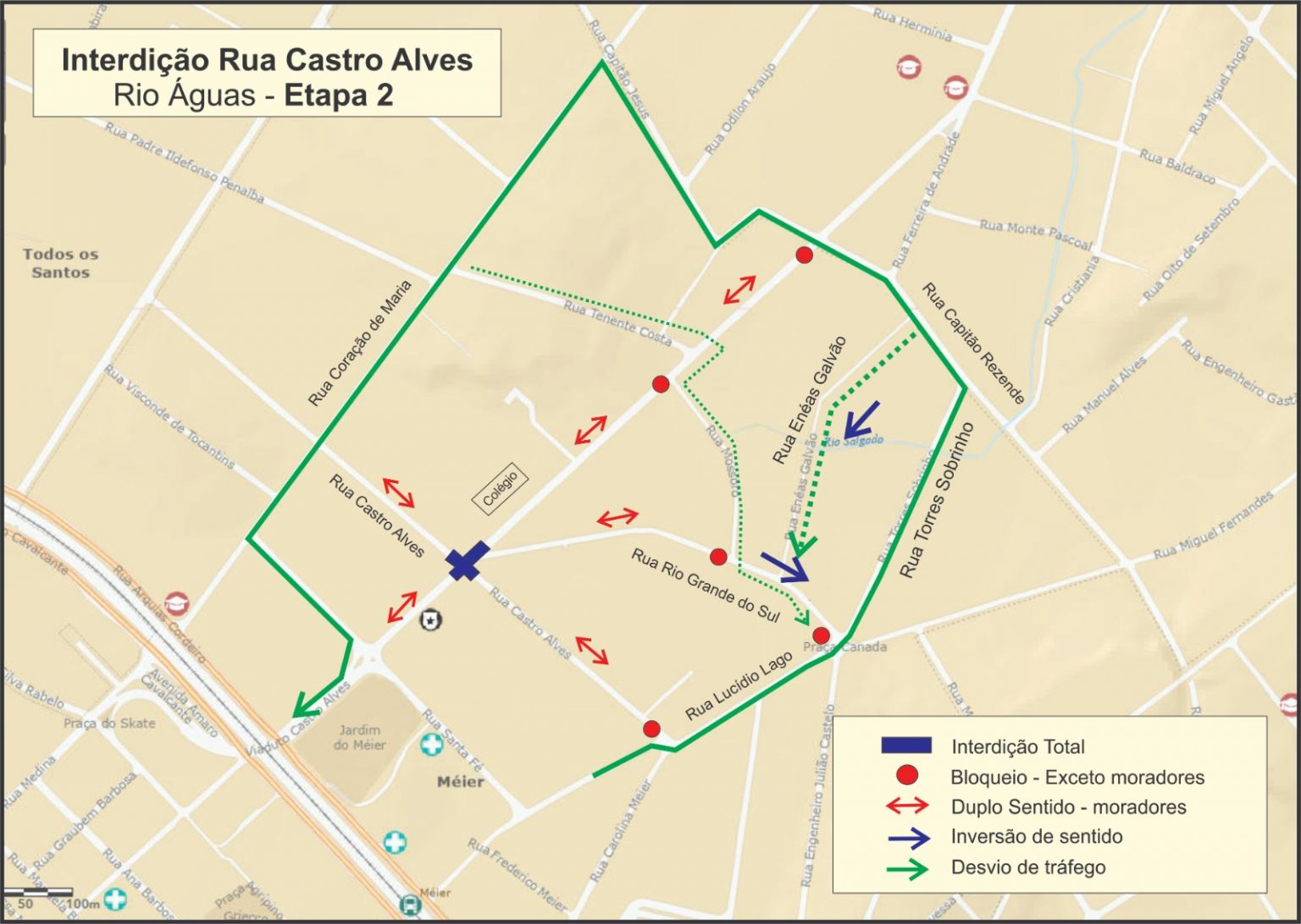 Interdição de ruas e cruzamento no Méier para obras de Drenagem